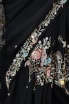 Buy_Gul By Aishwarya_Black Crepe Cutdana, Floral, Sequin, Jaal V Neck Embroidered Saree With Blouse _Online_at_Aza_Fashions