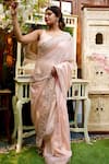 Buy_Gul By Aishwarya_Pink Crepe Pearl Embroidered Saree With Blouse_at_Aza_Fashions