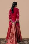 Shop_Gul By Aishwarya_Magenta Kurta Silk Velvet Embroidered Zardozi Notched And Lehenga Set  _at_Aza_Fashions