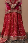 Gul By Aishwarya_Magenta Kurta Silk Velvet Embroidered Zardozi Notched And Lehenga Set  _at_Aza_Fashions