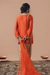 Shop_Gul By Aishwarya_Orange Satin Silk Embroidered Zardozi Pakistani Kurta Dhoti Pant Set _at_Aza_Fashions