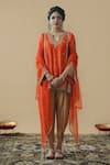 Gul By Aishwarya_Orange Satin Silk Embroidered Zardozi Pakistani Kurta Dhoti Pant Set _Online_at_Aza_Fashions