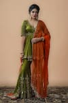 Gul By Aishwarya_Green Organza Embroidered Angarkha Gharara Set_Online_at_Aza_Fashions