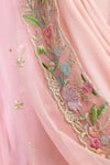 Chamee And Palak_Pink Raw Silk, Net, Blended Georgette Embroidered Lehenga Set _at_Aza_Fashions