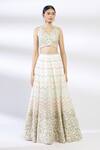 Chamee And Palak_White Net, Dupion Silk Embroidered Lehenga Set _Online_at_Aza_Fashions