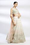 Buy_Chamee And Palak_White Net, Dupion Silk Embroidered Lehenga Set _Online_at_Aza_Fashions
