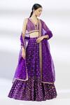 Buy_Chamee and Palak_Purple Moonga Silk Embroidered Lehenga Set _Online_at_Aza_Fashions