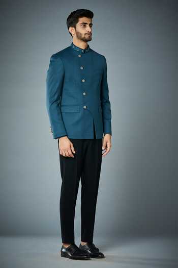 Condesa Pant - Basketweave Jacquard :: Azure