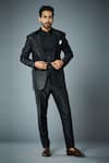 Buy_Gargee Designers_Black Jacket Crinkled Polyester Plain Lapel Collar Tuxedo Set _at_Aza_Fashions