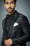 Gargee Designers_Black Jacket Crinkled Polyester Plain Lapel Collar Tuxedo Set _at_Aza_Fashions