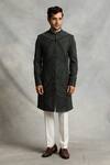 Gargee Designers_Green Sherwani Poly Viscose Kantha Work Set _Online_at_Aza_Fashions