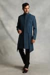 Buy_Gargee Designers_Blue Sherwani Poly Viscose Plain Pleated And Pintuck Set _Online_at_Aza_Fashions