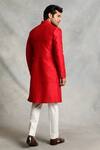Shop_Gargee Designers_Red Sherwani Raw Silk Embroidered Floral Set _at_Aza_Fashions