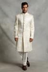 Buy_Gargee Designers_White Sherwani Poly Silk Geometric Embroidered Set _at_Aza_Fashions