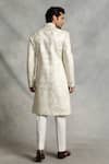 Shop_Gargee Designers_White Sherwani Poly Silk Geometric Embroidered Set _at_Aza_Fashions