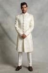 Buy_Gargee Designers_White Sherwani Poly Silk Geometric Embroidered Set _Online_at_Aza_Fashions