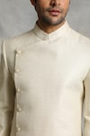 Gargee Designers_White Sherwani Poly Silk Geometric Floral Embroidered Set _at_Aza_Fashions