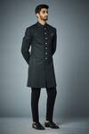 Buy_Gargee Designers_Black Polyester Textured Sherwani Set _at_Aza_Fashions