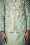 Gargee Designers_Green Jacket  Cotton Silk Embroidery Fauna Bundi And Kurta Set _at_Aza_Fashions