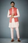 Buy_Gargee Designers_Coral Cotton Silk, Bundi Linen Shadow Thread Work Embroidered And Kurta Set _at_Aza_Fashions
