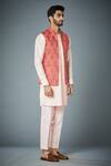 Gargee Designers_Coral Cotton Silk, Bundi Linen Shadow Thread Work Embroidered And Kurta Set _Online_at_Aza_Fashions