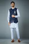 Buy_Gargee Designers_Blue Bundi Matka Silk Embroidered Floral Placement And Abstract Motif & Kurta Set _at_Aza_Fashions