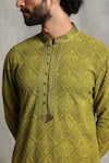 Shop_Gargee Designers_Green Kurta Georgette Embroidered Lucknowi Work Set _Online_at_Aza_Fashions