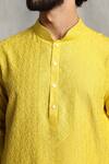 Shop_Gargee Designers_Yellow Kurta Chanderi Floral Embroidered Set _Online_at_Aza_Fashions