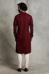 Shop_Gargee Designers_Maroon Kurta Poly Viscose Plain Draped Angrakha Set _at_Aza_Fashions