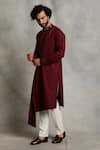 Buy_Gargee Designers_Maroon Kurta Poly Viscose Plain Draped Angrakha Set _Online_at_Aza_Fashions