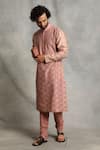 Buy_Gargee Designers_Pink Kurta Chanderi Embroidered Floral Set _at_Aza_Fashions