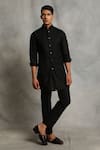 Buy_Gargee Designers_Black Cotton Silk, Poly Viscose Bundi And Kurta Set _at_Aza_Fashions