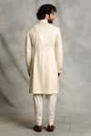 Shop_Gargee Designers_White Poly Viscose Plain Mandarin Collar Sherwani Set _at_Aza_Fashions