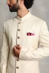 Shop_Gargee Designers_White Poly Viscose Plain Mandarin Collar Sherwani Set _Online_at_Aza_Fashions