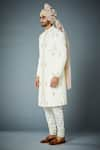 Gargee Designers_White Sherwani Poly Viscose Jacquard Hand Embroidered Ornamental Placement Set _Online_at_Aza_Fashions