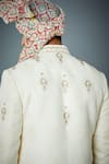 Shop_Gargee Designers_White Sherwani Poly Viscose Jacquard Hand Embroidered Ornamental Placement Set _Online_at_Aza_Fashions