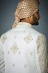 Gargee Designers_Ivory Sherwani Poly Viscose Embroidered Mughal Motif Sultan Set _at_Aza_Fashions