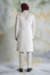 Shop_Gargee Designers_White Raw , Cotton Floral Embroidered Sherwani Set _at_Aza_Fashions
