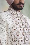 Shop_Gargee Designers_White Raw , Cotton Floral Embroidered Sherwani Set _Online_at_Aza_Fashions