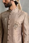 Shop_Gargee Designers_Brown Raw Silk Embroidered Floral Sherwani Set _Online_at_Aza_Fashions