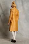 Shop_Gargee Designers_Yellow Raw , Cotton Floral Embroidered Sherwani Set _at_Aza_Fashions