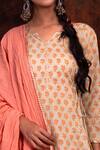 Tashee_Peach Crushed Cotton Dupatta_at_Aza_Fashions
