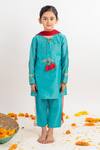 Mr Brat_Blue Pintuck Kurta Set For Girls_Online_at_Aza_Fashions