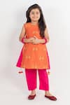 Buy_MR Brat_Orange Cotton, Chanderi Silk Tassels, Embroidery Kurta Set _at_Aza_Fashions