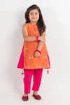 MR Brat_Orange Cotton, Chanderi Silk Tassels, Embroidery Kurta Set _Online_at_Aza_Fashions