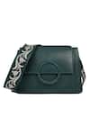 Buy_The Leather Garden_Green Embroidered Flap Sling Bag _Online_at_Aza_Fashions