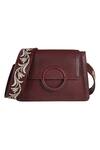 Shop_The Leather Garden_Maroon Embroidered Flap Sling Bag _at_Aza_Fashions