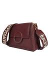 The Leather Garden_Maroon Embroidered Flap Sling Bag _Online_at_Aza_Fashions
