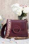 Buy_The Leather Garden_Maroon Embroidered Flap Sling Bag _Online_at_Aza_Fashions