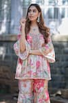 Shop_Gopi Vaid_Multi Color Cotton Silk Round Peplum Tunic And Sharara Set _at_Aza_Fashions